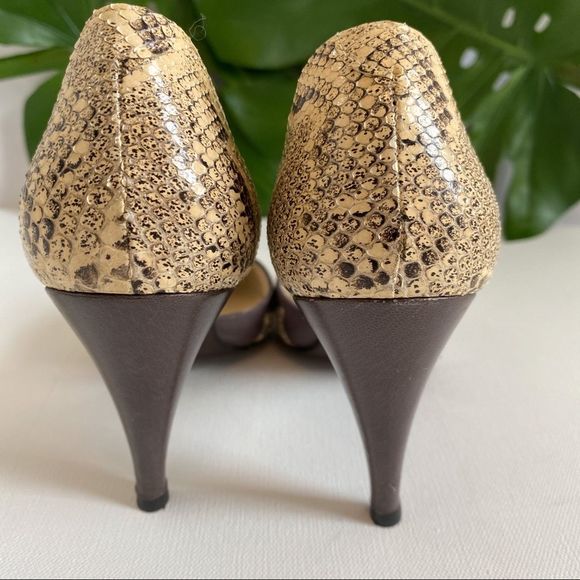 VTG Rosina Ferragamo Schiavone Leather/Snakeskin Heel Pump Flame Embossed 8.5N - Picture 7 of 9